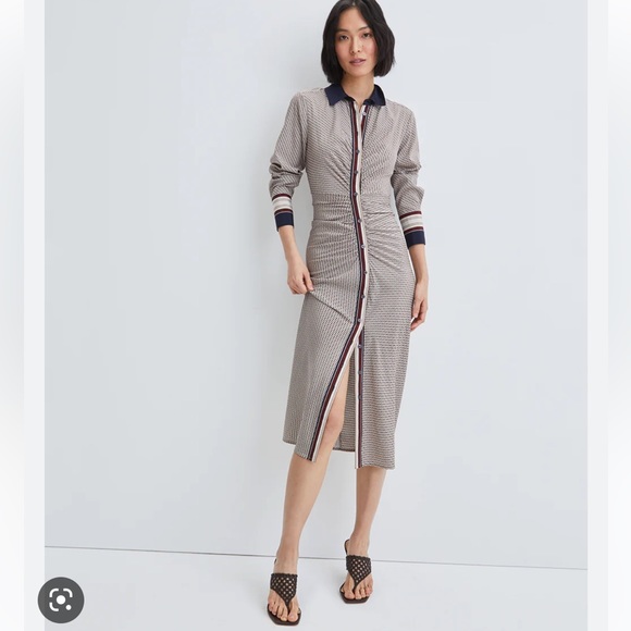 Shirt Dress Button Down Silk Dress Work Dress Long Sleeve Dress - Picture 1 of 17